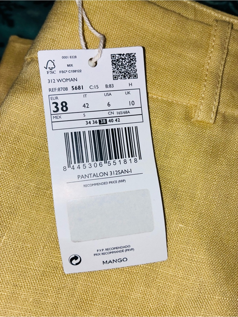 100% Linen MNG Mango, High Rise Bootcut Trousers, Size 6 - Picture 6 of 7